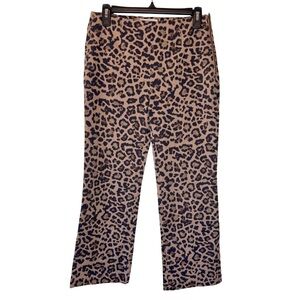 LOFT Tan and Black Leopard Print Straight Leg Pants